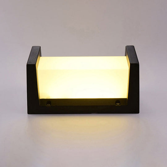 Modern LED Wall Sconce Light for Pathways - Black Aluminum Rectangle Design