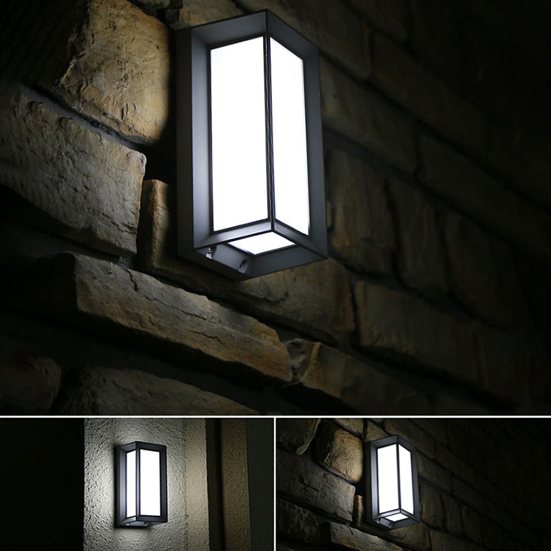 Modern LED Wall Sconce Light for Pathways - Black Aluminum Rectangle Design