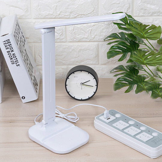 White Rotatable LED Desk Lamp - Simple Style for Bedside Reading