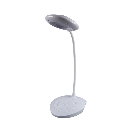 Modern LED Circle Shade Desk Lamp for Bedside, USB Charging, White
