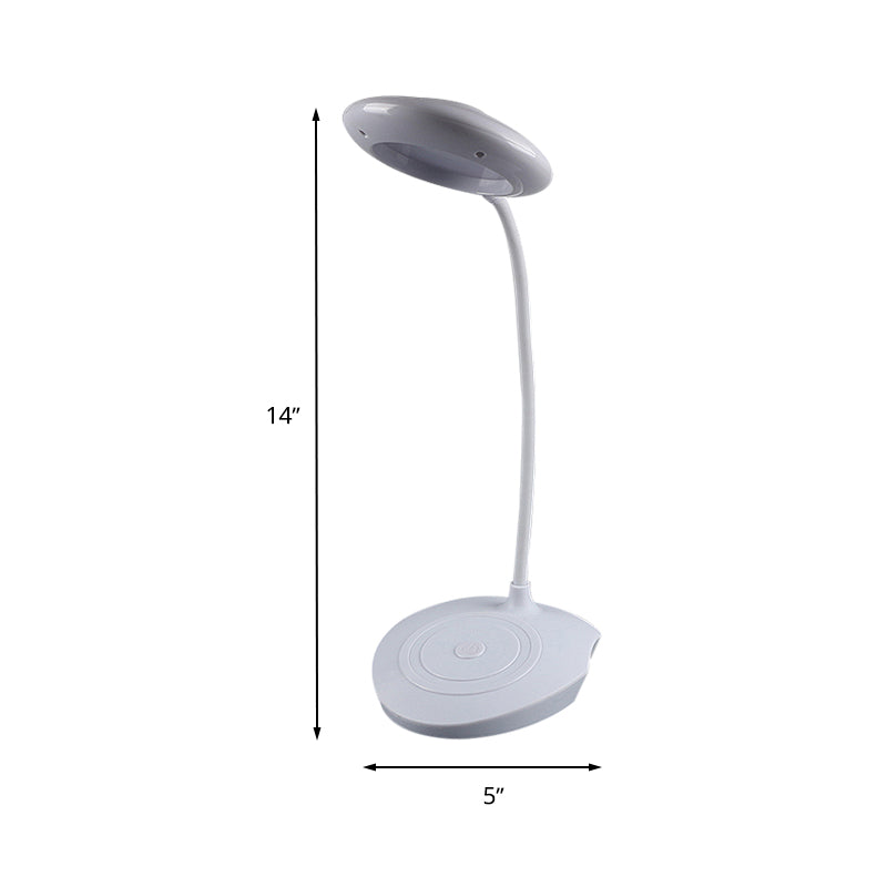 Modern LED Circle Shade Desk Lamp for Bedside, USB Charging, White