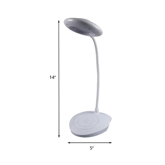 Modern LED Circle Shade Desk Lamp for Bedside, USB Charging, White