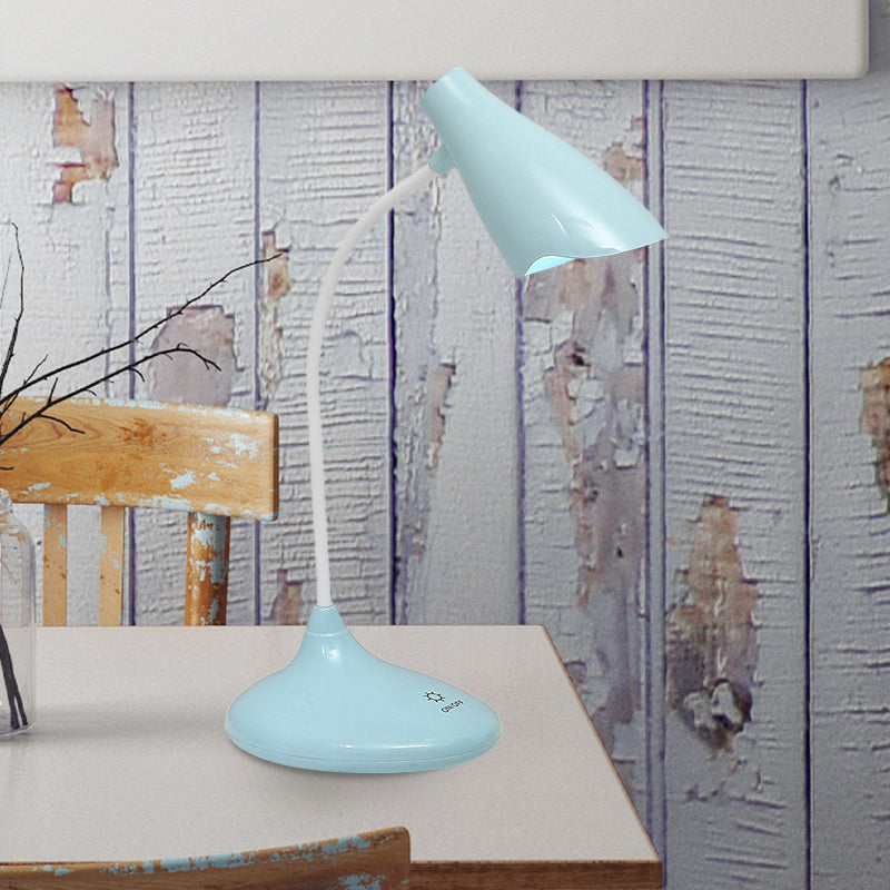 Nordic Bell-shaped LED Desk Lamp: Touch-Sensitive with USB Charging Port, Blue/Green/Pink/White