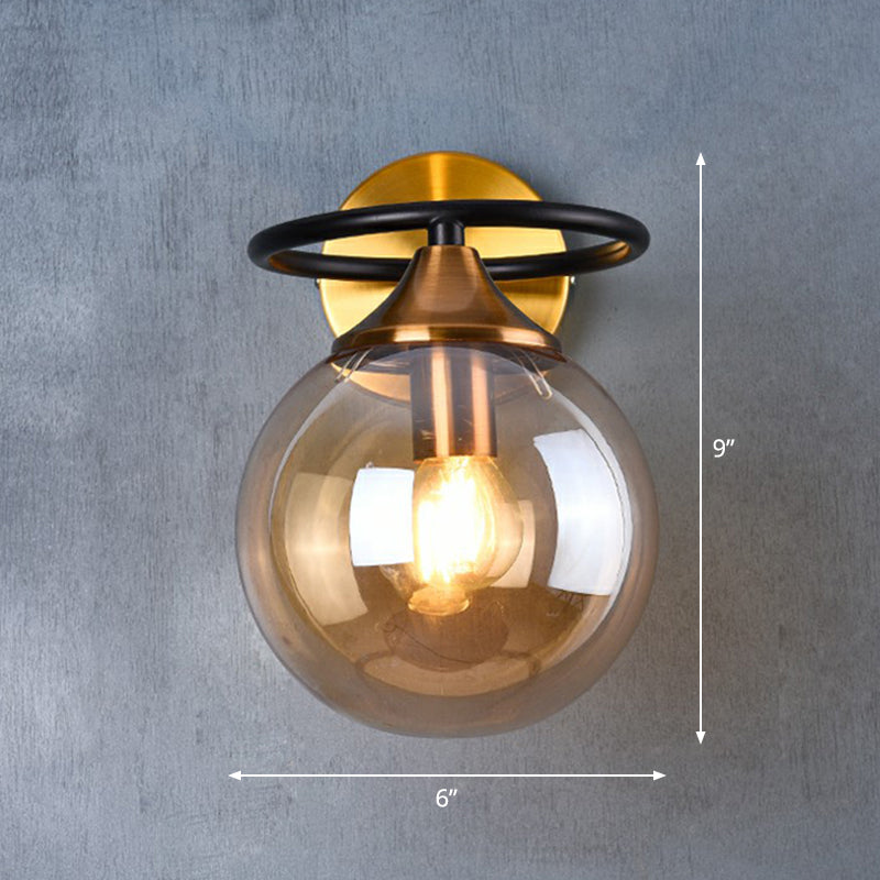 Postmodern Glass Ball Wall Sconce in Brass for Bedroom