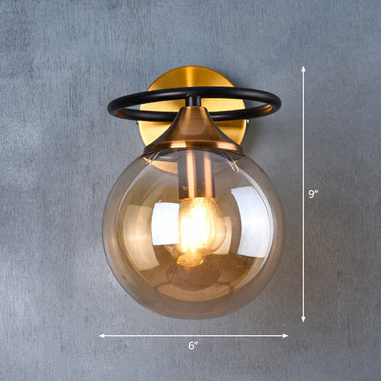 Postmodern Glass Ball Wall Sconce in Brass for Bedroom