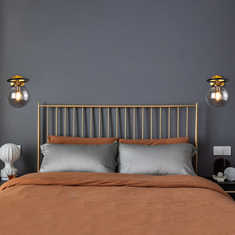 Postmodern Glass Ball Wall Sconce in Brass for Bedroom
