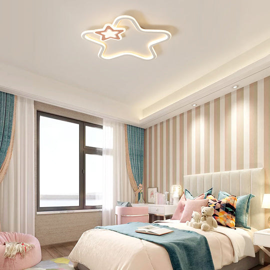 Kids' Cartoon Star LED Ceiling Light Fixture - Acrylic Flushmount for Bedroom