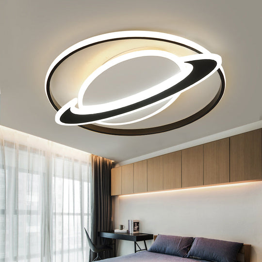 Planet Kids Bedroom Flushmount Lighting Black LED Ceiling Light