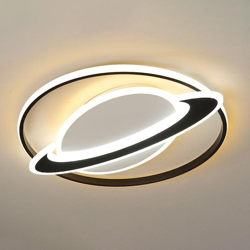 Planet Kids Bedroom Flushmount Lighting Black LED Ceiling Light