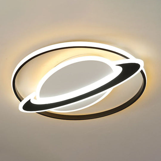 Planet Kids Bedroom Flushmount Lighting Black LED Ceiling Light