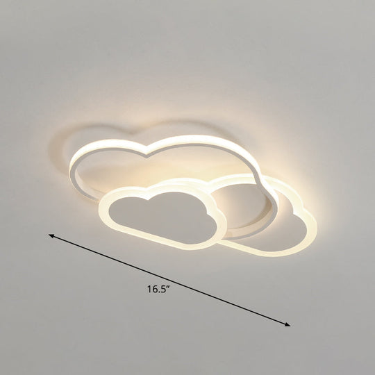 Cloudy Kids LED Bedroom Ceiling Light: Acrylic Flush Mount Fixture