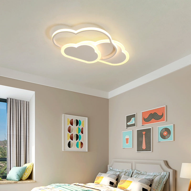 Cloudy Kids LED Bedroom Ceiling Light: Acrylic Flush Mount Fixture
