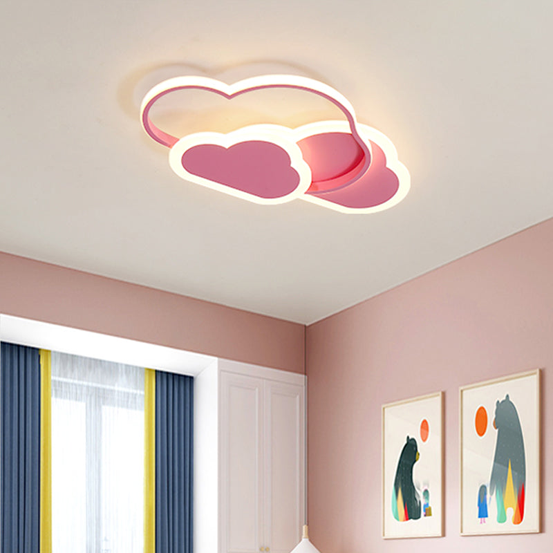 Cloudy Kids LED Bedroom Ceiling Light: Acrylic Flush Mount Fixture