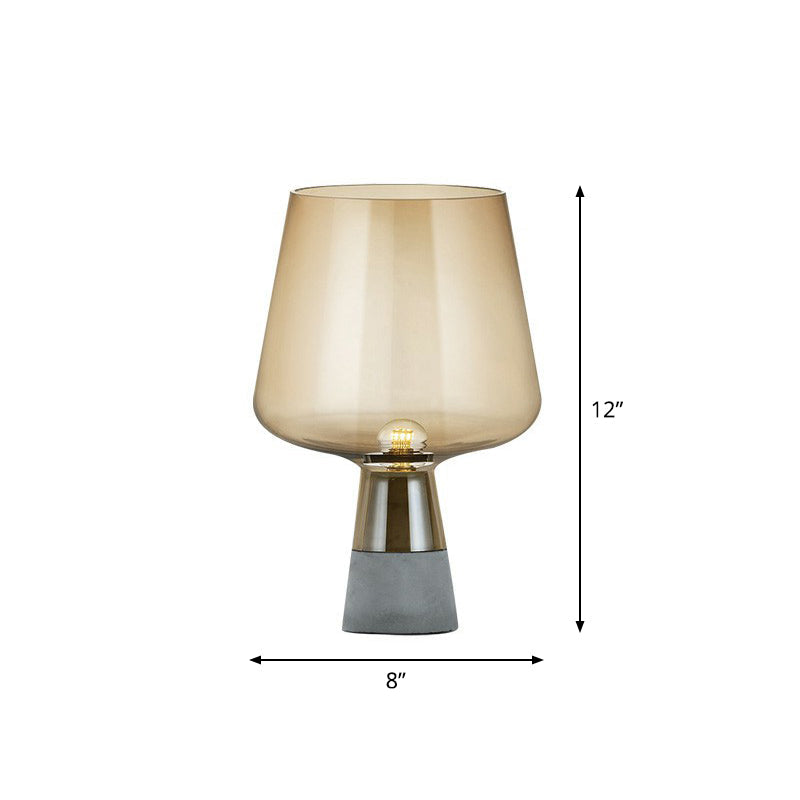 Postmodern Glass Night Lamp with Cement Base: Cup Shaped Table Light for Bedroom