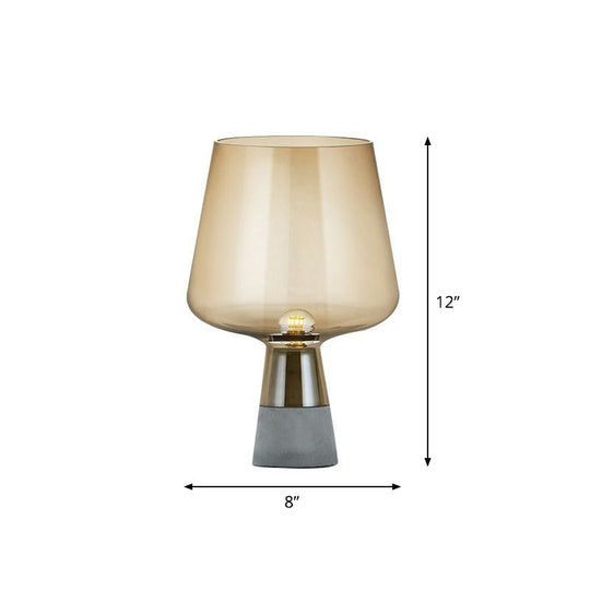 Postmodern Glass Night Lamp with Cement Base: Cup Shaped Table Light for Bedroom