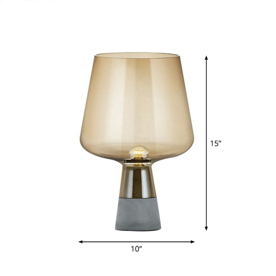 Postmodern Glass Night Lamp with Cement Base: Cup Shaped Table Light for Bedroom