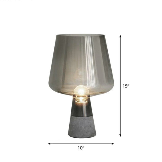 Postmodern Glass Night Lamp with Cement Base: Cup Shaped Table Light for Bedroom
