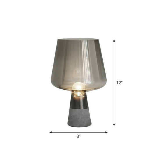 Postmodern Glass Night Lamp with Cement Base: Cup Shaped Table Light for Bedroom