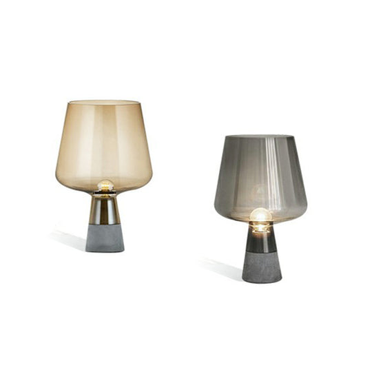 Postmodern Glass Night Lamp with Cement Base: Cup Shaped Table Light for Bedroom