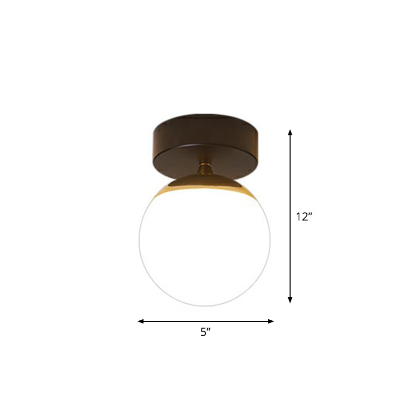 Black Glass Flushmount Ceiling Light Fixture with Sphere Design and 1 Bulb for Aisle