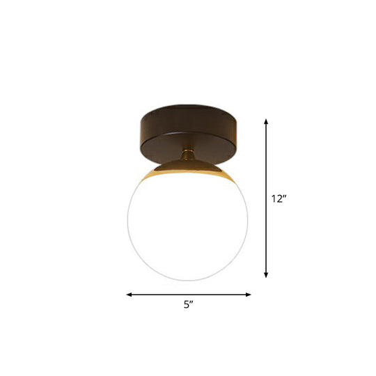 Black Glass Flushmount Ceiling Light Fixture with Sphere Design and 1 Bulb for Aisle