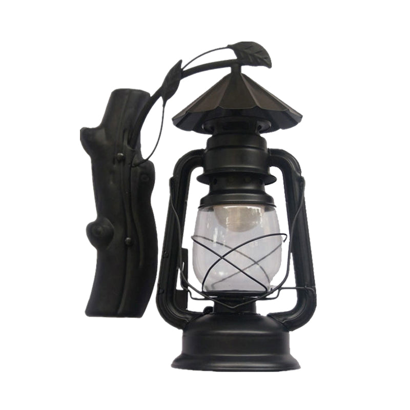 Coastal Black/Bronze/Copper Kerosene Wall Lighting: Outdoor Sconce Light with Clear Glass – 1 Light Fixture