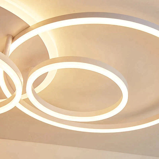 2/3/5/6 Circle Rings Modern Led Ceiling Lights For Living Room Bedroom Study Room White/Brown Color Ceiling Lamp