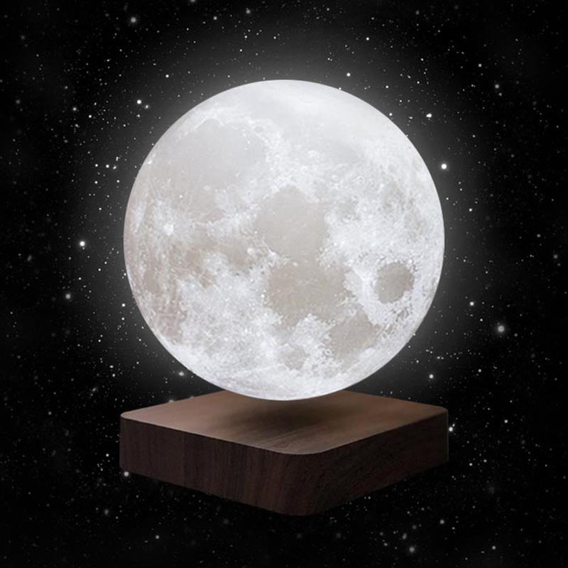White Plastic Moon LED Nightstand Lamp for Child's Room - Decorative Maglev Table Light