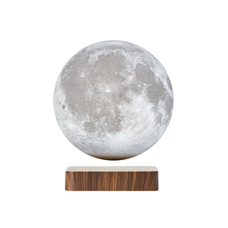 White Plastic Moon LED Nightstand Lamp for Child's Room - Decorative Maglev Table Light