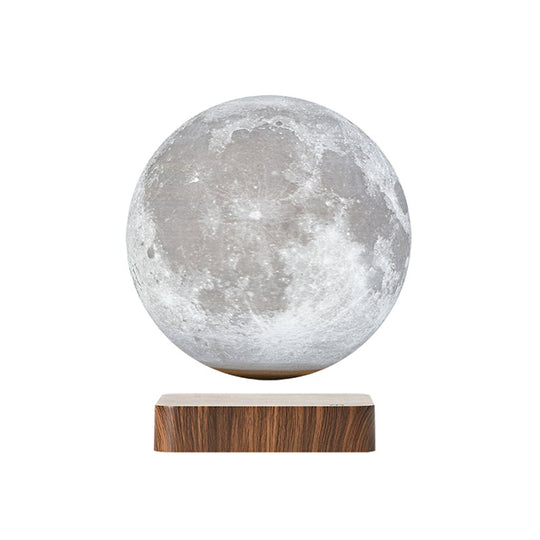 White Plastic Moon LED Nightstand Lamp for Child's Room - Decorative Maglev Table Light