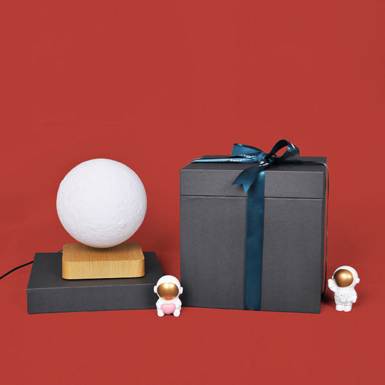 White Plastic Moon LED Nightstand Lamp for Child's Room - Decorative Maglev Table Light