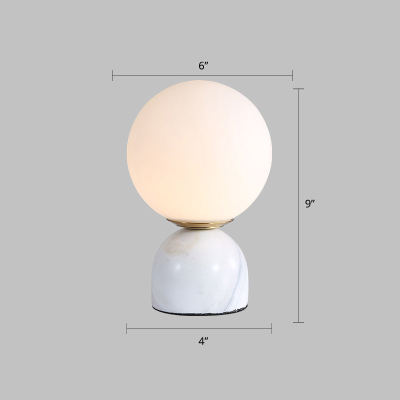 Ivory Glass Nightstand Light - Nordic Table Lamp with Marble Pedestal