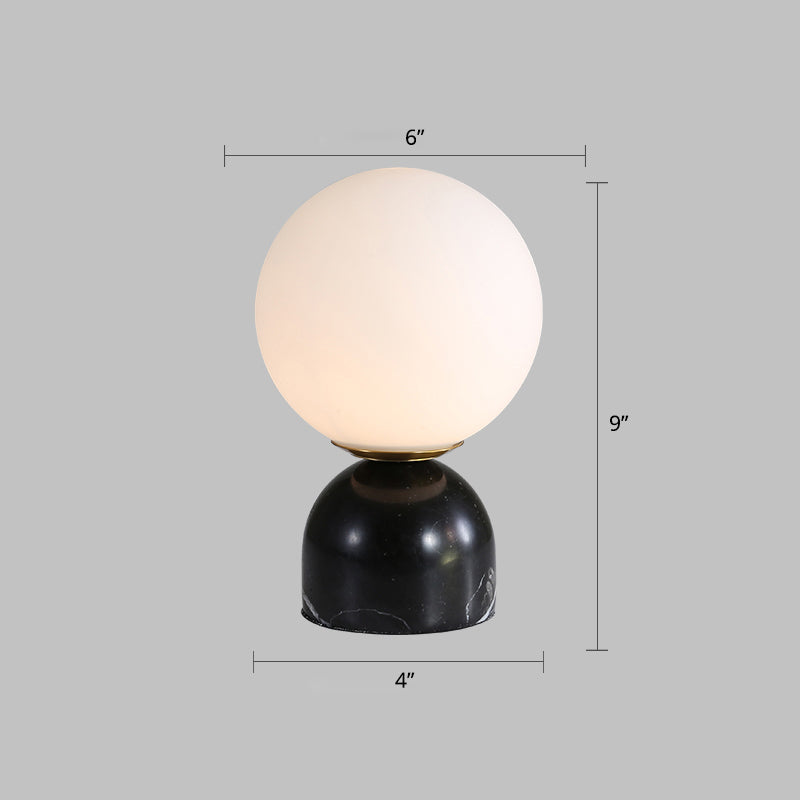 Ivory Glass Nightstand Light - Nordic Table Lamp with Marble Pedestal