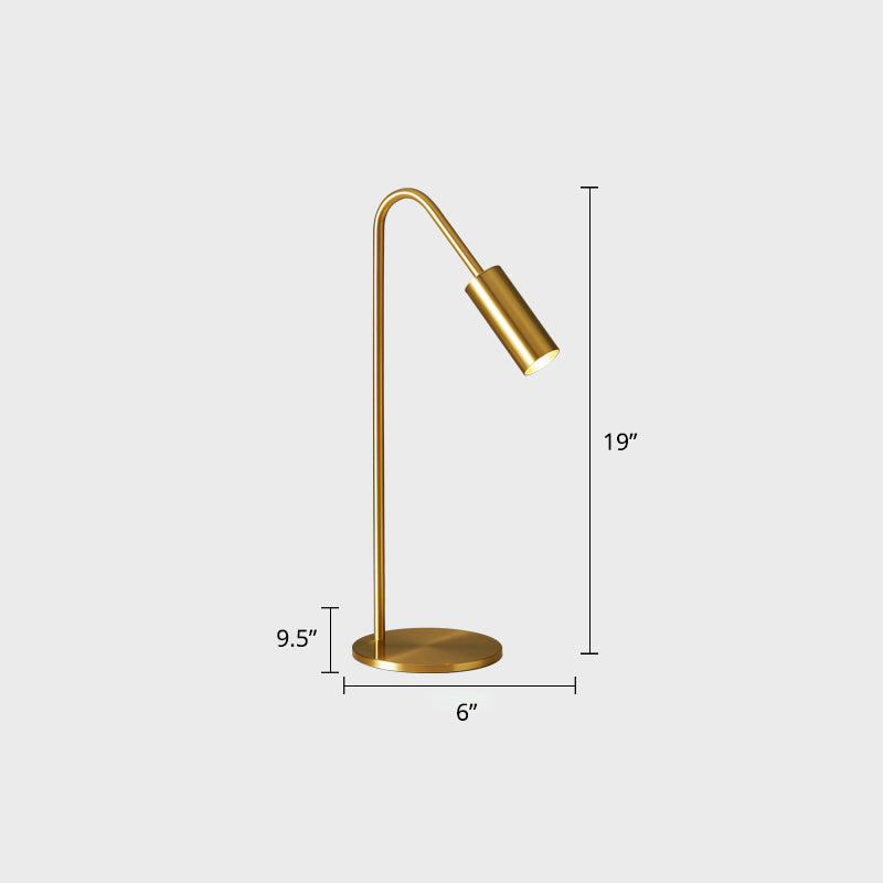 Modern LED Brass Table Lamp for Living Room - Bend Metallic Nightstand Lighting