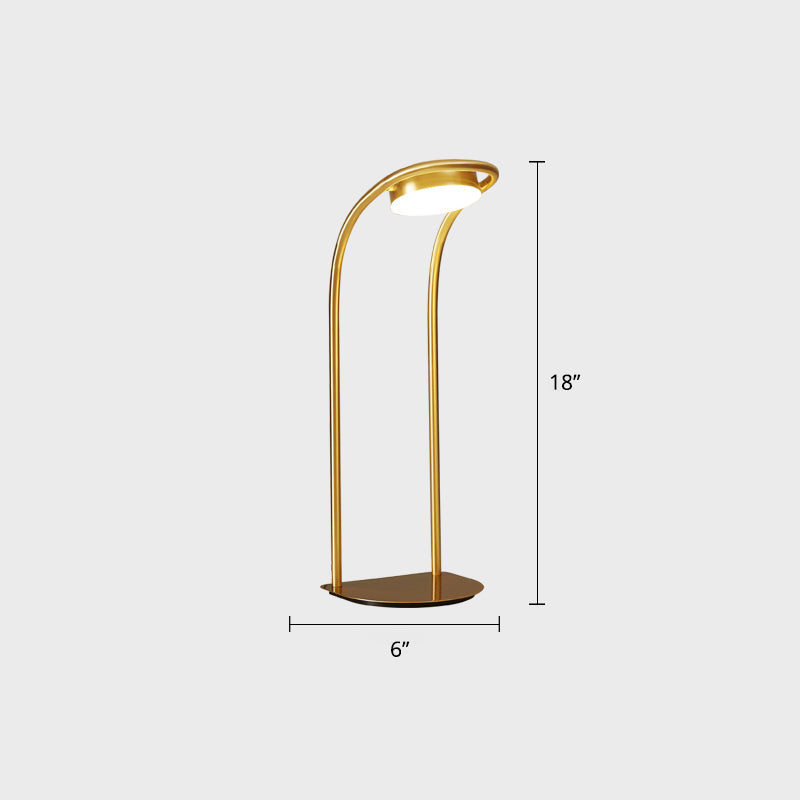 Modern LED Brass Table Lamp for Living Room - Bend Metallic Nightstand Lighting