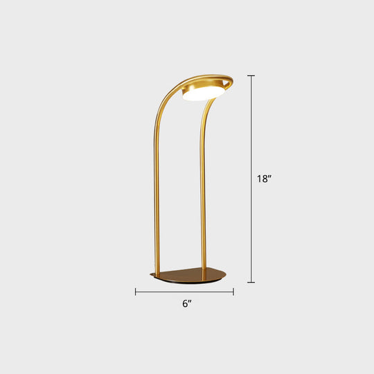 Modern LED Brass Table Lamp for Living Room - Bend Metallic Nightstand Lighting