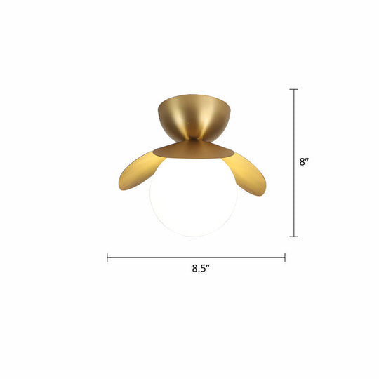 Simple Brass Semi Flush Mount Ceiling Light Fixture - Round Aisle Design with 1 Head