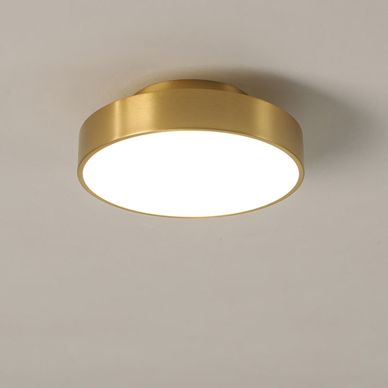 Simple Brass Semi Flush Mount Ceiling Light Fixture - Round Aisle Design with 1 Head