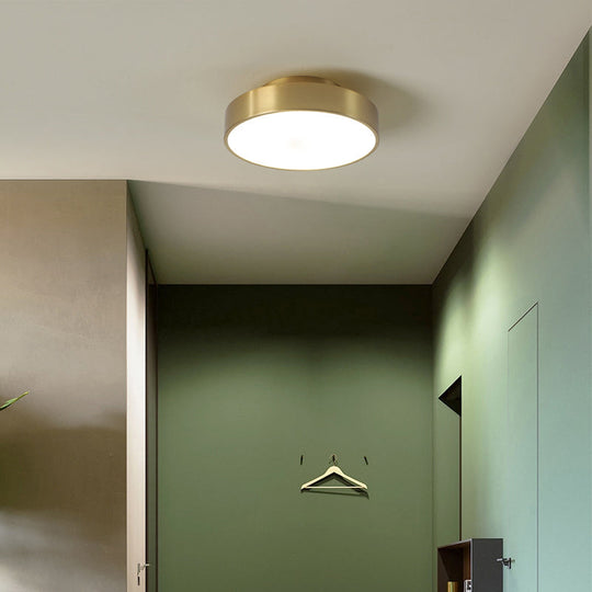 Simple Brass Semi Flush Mount Ceiling Light Fixture - Round Aisle Design with 1 Head