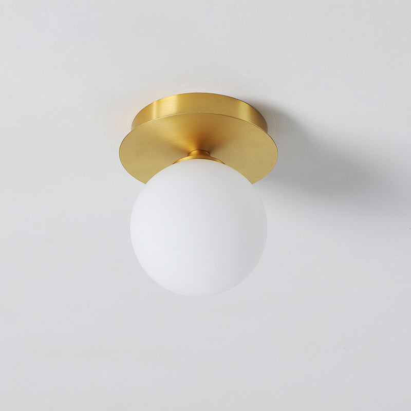 Simple Brass Semi Flush Mount Ceiling Light Fixture - Round Aisle Design with 1 Head