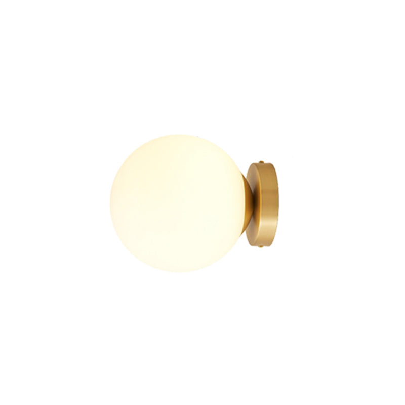 Sleek Minimalist Single Entryway Flush Mount Ceiling Light with Gold Accent & White Glass