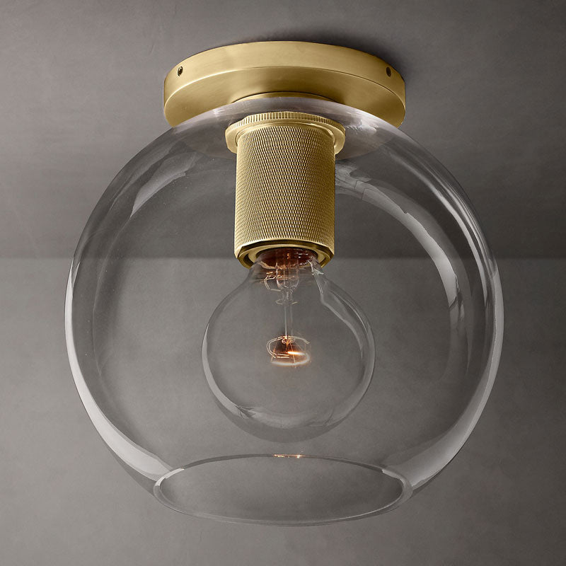 Simple Transparent Glass Geometric Flushmount Ceiling Light - 1-Light Aisle Fixture