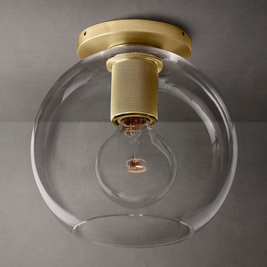 Simple Transparent Glass Geometric Flushmount Ceiling Light - 1-Light Aisle Fixture