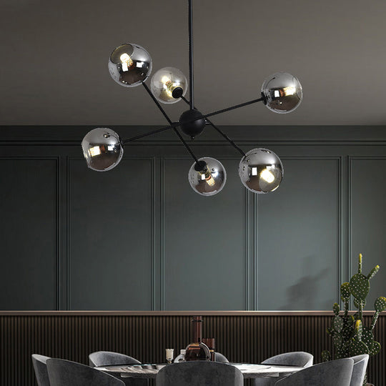 Sleek Glass Dining Chandelier - Minimalistic Ball Pendant Ceiling Light
