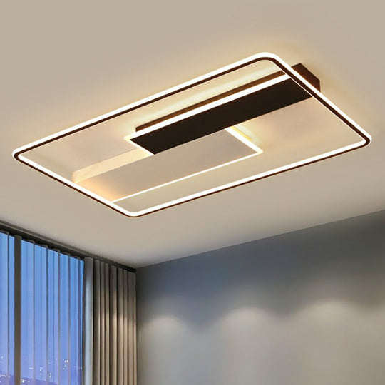 Minimalistic Black-White Metal Flushmount LED Ceiling Light
