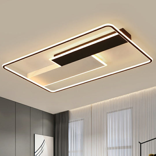 Minimalistic Black-White Metal Flushmount LED Ceiling Light