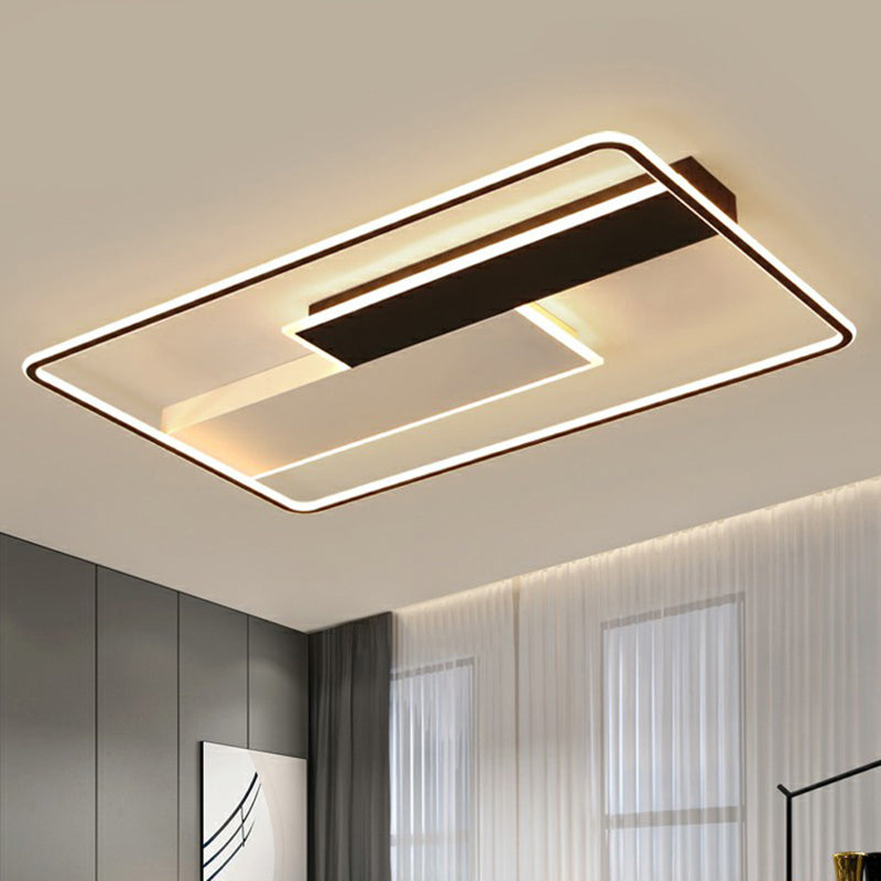 Minimalistic Black-White Metal Flushmount LED Ceiling Light