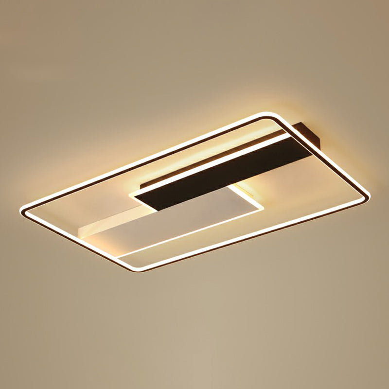 Minimalistic Black-White Metal Flushmount LED Ceiling Light