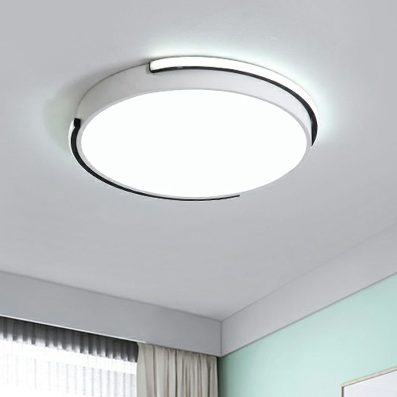Geometric LED Ceiling Light in White - Nordic Metal Flush Fixture for Living Room
