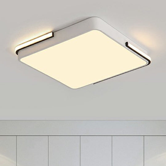 Geometric LED Ceiling Light in White - Nordic Metal Flush Fixture for Living Room